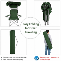 Chaise à baldaquin pliable d'extérieur moderne en fer Hangrui avec porte-gobelet de protection solaire et accoudoirs rembourrés pour les parcs de camping et les restaurants