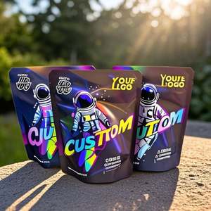 Sac Ziplock Holographique de Luxe Forme Personnalisée 3.5g Chocolat Premium Emballage Au Détail Réutilisable Refermable Sushi Pet Chewing-gum - Product Image 1