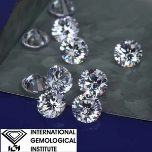 Laboratório de cor DEF crescido solto diamante certificado IGI redondo brilhante corte VVS HPHT diamante