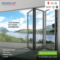Porte pliante en verre trempé en aluminium sur mesure de l'usine Rogenilan, porte de patio à double vitrage extérieur à 3 panneaux, portes accordéon