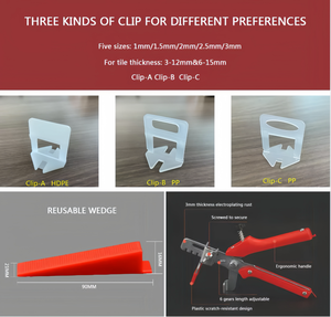 Système de nivellement de carreaux : clips et cales universels pour l'alignement des carreaux, système anti-décalage pour marbre, pierre et carrelage - Product Image 3