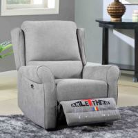 Fauteuil inclinable électrique moderne avec assistance à la levée, en tissu gris clair, télécommande, pour personnes âgées, soutien à la mobilité