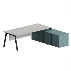 Escritorio de oficina ejecutivo convertible azul moderno personalizado al por mayor muebles comerciales elegantes para oficina moderna de madera para gerente - Product Image 5