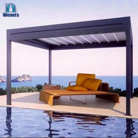 Pergola bioclimatique en aluminium à prix d'usine, toit à lames orientables, revêtement poudré, motorisée, télécommande, écologique