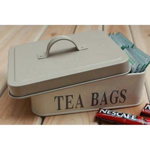 Scatola di <span class=keywords><strong>latta</strong></span> rettangolare personalizzata per bustine di tè e caffè con scomparti divisori cestino per bustine di tè in metallo - Product Image 6