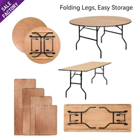 Table de banquet de mariage commerciale avec pieds en métal pliables, montage facile, plateau en bois, tables pliantes rectangulaires pour fêtes et hôtels