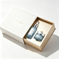 Boîte à tiroir personnalisée avec logo blanc pour produits de soin, plateau coulissant, insert pour flacon de sérum, emballage rigide de luxe