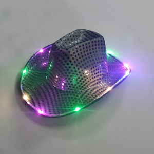 Cappello da Cowboy Rosa con Paillettes, Cappello <span class=keywords><strong>LED</strong></span> per Feste <span class=keywords><strong>Disco</strong></span>, Cappello da Cowboy Luminoso per Halloween e Natale - Product Image 3