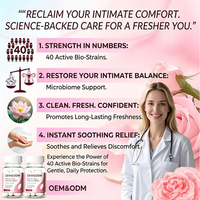 Pilules probiotiques Yoni OEM/ODM pour femmes, comprimés probiotiques vaginaux à base d'herbes naturelles, prévention de la vaginose bactérienne (VB) et des infections à levures
