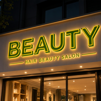 Lettres en acier inoxydable personnalisées, enseigne de devanture de magasin 3D illuminée avec bande LED néon