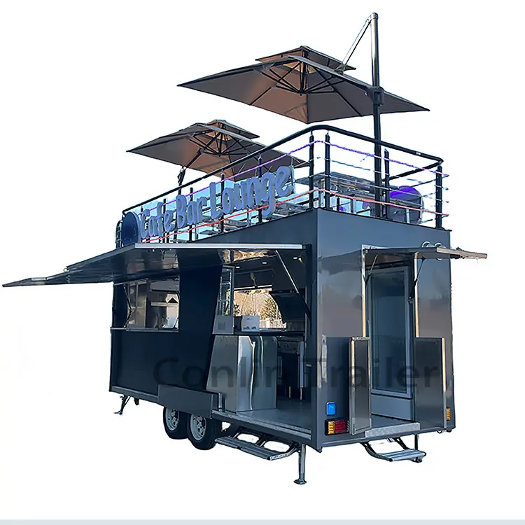 Custom Food Kiosk Dubbeldekker Rvs Mobiele Food Kar Te Koop Klaar Om Te Brouwen Mobiele Cafe