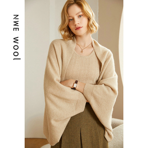Bufanda <span class=keywords><strong>chal</strong></span> de punto cálido de lana 100% de calidad, cárdigan de doble propósito, suéter para mujer <span class=keywords><strong>con</strong></span> mangas - Product Image 2