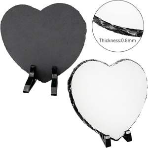Customized Heart Shape Photo Rock <strong>Slate</strong> Sublimation Blank Photo <strong>Slate</strong> Rock <strong>Stone</strong> with Display Holder for Heat Transfer Printing - Product Image 2