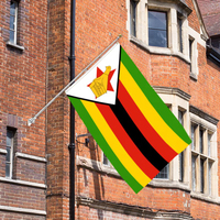 Vente en gros de drapeaux de l'État du Zimbabwe 3x5 pieds, en polyester 68D/100D, personnalisables, toutes les nations, livraison rapide depuis un fournisseur fiable