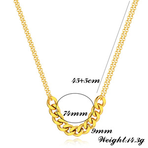 Collier à double couche de 9 mm en acier doré, design géométrique, pour un usage quotidien, colliers superposés tendance - Product Image 5