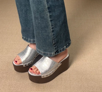 Nouvelles sandales à talon compensé pour femme, sexy, à enfiler, à plateforme épaisse, à bout ouvert, chaussures habillées élégantes pour soirée, bal de promo, décontractées, été