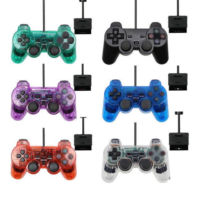 Wired Colorful Game Controller for PS2 and PC with Vibration-Game Player Console Pprt