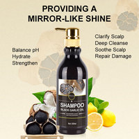 Shampoo à l'ail noir Mokeru Herbal sans sulfate, nourrissant, anti-frisottis, régulateur de sébum, antipelliculaire, prévention de la perte de cheveux, pour tous les types de cheveux