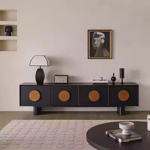 Mueble de <span class=keywords><strong>TV</strong></span> de Madera Maciza de Diseño Moderno Vintage Delanto, Mesa Negra <span class=keywords><strong>Sunset</strong></span> con Almacenamiento para Sala de Estar de Apartamentos Pequeños, para Televisores de 60-64 Pulgadas - Product Image 2