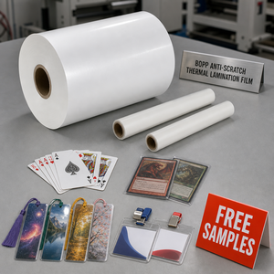 Échantillon Gratuit <span class=keywords><strong>Film</strong></span> BOPP Anti-Rayures 30 microns pour Cartes à Jouer, Cartes à Collectionner, Marque-pages et Badges Nominaux - Product Image 1