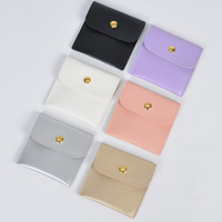 Pochette à bijoux de luxe en cuir PU imperméable, personnalisable avec logo carré, tailles sur mesure 8x8cm, pour bagues, boucles d'oreilles, colliers, RTS Gold.