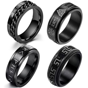 Viking Spinner <b>Rings</b> Stainless Steel NorsRunes Viking <b>Ring</b> Bands <b>Fidget</b> Spinner Men's Anxiety <b>Rings</b> - Product Image 2