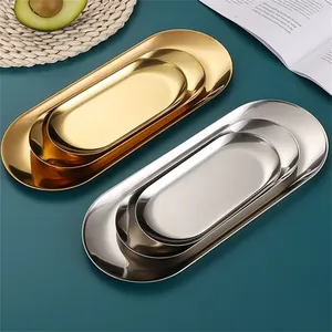 Bandeja de acero inoxidable dorado S/L para equipo de uñas, bandeja de almacenamiento de cosméticos, bandeja quirúrgica dental, plato para uñas, herramientas de manicura - Product Image 4