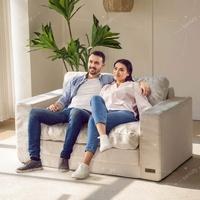 Ensemble de canapé compressé pliable sectionnel avec coussins remplis d'éponge Canapé-lit convertible au design moderne pour petit appartement