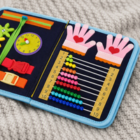 Tableau d'activités Montessori en feutre pour la vente en gros, jouet éducatif sensoriel pour tout-petits, développement de la motricité fine, activités préscolaires