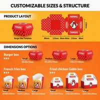 Boîte à hamburger en papier kraft compostable, vente en gros, boîte à hamburger jetable en papier pour la livraison de restauration rapide