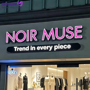 Insegna per Negozio di Moda con Lettere LED, Logo Personalizzabile in Rosa e Nero, Segnaletica <span class=keywords><strong>3D</strong></span> Illuminata con Trasformatore per Boutique di Abbigliamento - Product Image 1