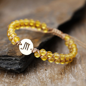 Pulsera de constelación de piedra natural con dije de Leo, regalo de joyería unisex - Product Image 1