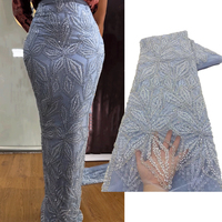 Tissu en dentelle perlée élégante faite à la main NI.AI, dentelle carrée de luxe, dentelle française de haute qualité, 100% polyester, robes de mariée