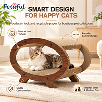 Griffoir pour chat en bois grainé ovale OEM, double couche, tunnel creux, griffoir ondulé, canapé pour chat pour chats d'intérieur et chatons