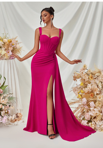 Nouvelle robe de soirée sexy à taille haute de style européen et américain, robe longue à col halter amincissante et à jupe ample pour femmes - Product Image 6