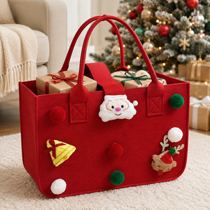 Grande Borsa in Feltro per Shopping Natalizio, Porta Regali Riutilizzabile con Logo e Colore Personalizzati - Product Image 6