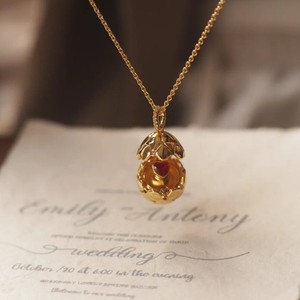 Collier Pendentif Médiéval en Cuivre avec Zircon, Oeuf <span class=keywords><strong>de</strong></span> Pâques Ouvertable, Chaîne Bambou, Style Vintage, Élégant, Petit, Haute <span class=keywords><strong>Valeur</strong></span> Chromatique - Product Image 3