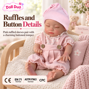 ตุ๊กตาซิลิโคน DollDuo ขนาด 18 นิ้ว ตุ๊กตาเด็กแรกเกิดหลับ ใส่กางเกงขาสั้นสีชมพู  วาดลายด้วยมือ ของขวัญคริสต์มาสสำหรับเด็ก - Product Image 2