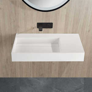 Lavabo de Baño Monere, Diseño Integrado de Pared, Material Acrílico para Baño de Hotel, Lavabo de Piedra Artificial - Product Image 5