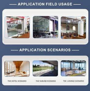 Portes pliantes en verre sans cadre de style moyen, cadre en aluminium, pour patio, bureau, salle de réunion, cloison - Product Image 3