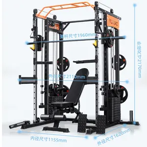 Best Selling Fitness Equipment Multi Functional Trainer Multifunction Smith Machine Cable Crossover Black Silver Gym