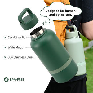 पोर्टेबल डबल दीवार वाले कुत्ते पानी की बोतल 1 ट्रैवल एक्सेसरीज में 2 कैपिंग पालतू भोजन तरल पदार्थ - Product Image 2