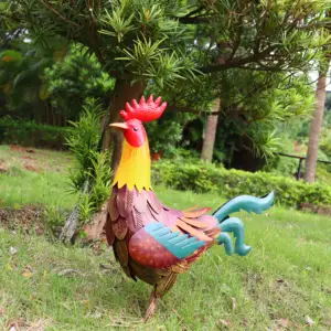 Decoration Outdoor Decor Metal Sculpture Rooster Home Yard Furnishing Artwork Craft Gifts