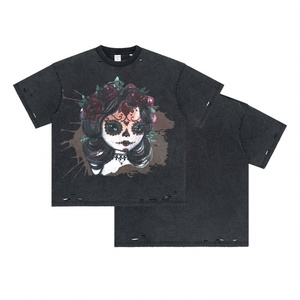 T-shirt épais et épais OEM 100% coton surdimensionné lavé à l'acide T-shirt personnalisé délavé Vintage Logo imprimé - Product Image 5