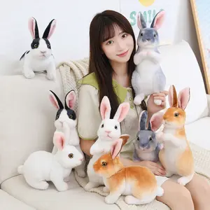 Моделирование милый белый серый каваи плюшевые игрушки из мягкого меха кролика реалистичные животные Пасхальный кролик чучело кролик игрушка модель подарок