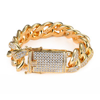 Chaîne cubaine de 20 mm, bijoux hip-hop, bijoux tendance en laiton incrusté de zirconium, pour hommes imposants