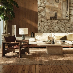 Sofá de Tres Plazas de Madera Maciza Estilo Nórdico Vintage, Tapizado en Color Blanco Hueso Personalizado, Muebles para Sala de Estar - Product Image 2