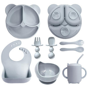Assiette à ventouse incassable en silicone <span class=keywords><strong>tasse</strong></span> à paille ensembles d'assiettes divisées - Product Image 3