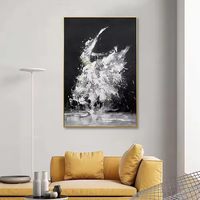 Peint à la main moderne feuille d'or noir et blanc abstrait main peinture à l'huile maison mur Art déco Art