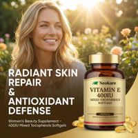 Vitamine E naturelle (d-alpha Tocophérol) 400 UI Capsules molles |   Utilisation par les adultes |   Fabricant OEM/ODM pour les marques de beauté et de bien-être |